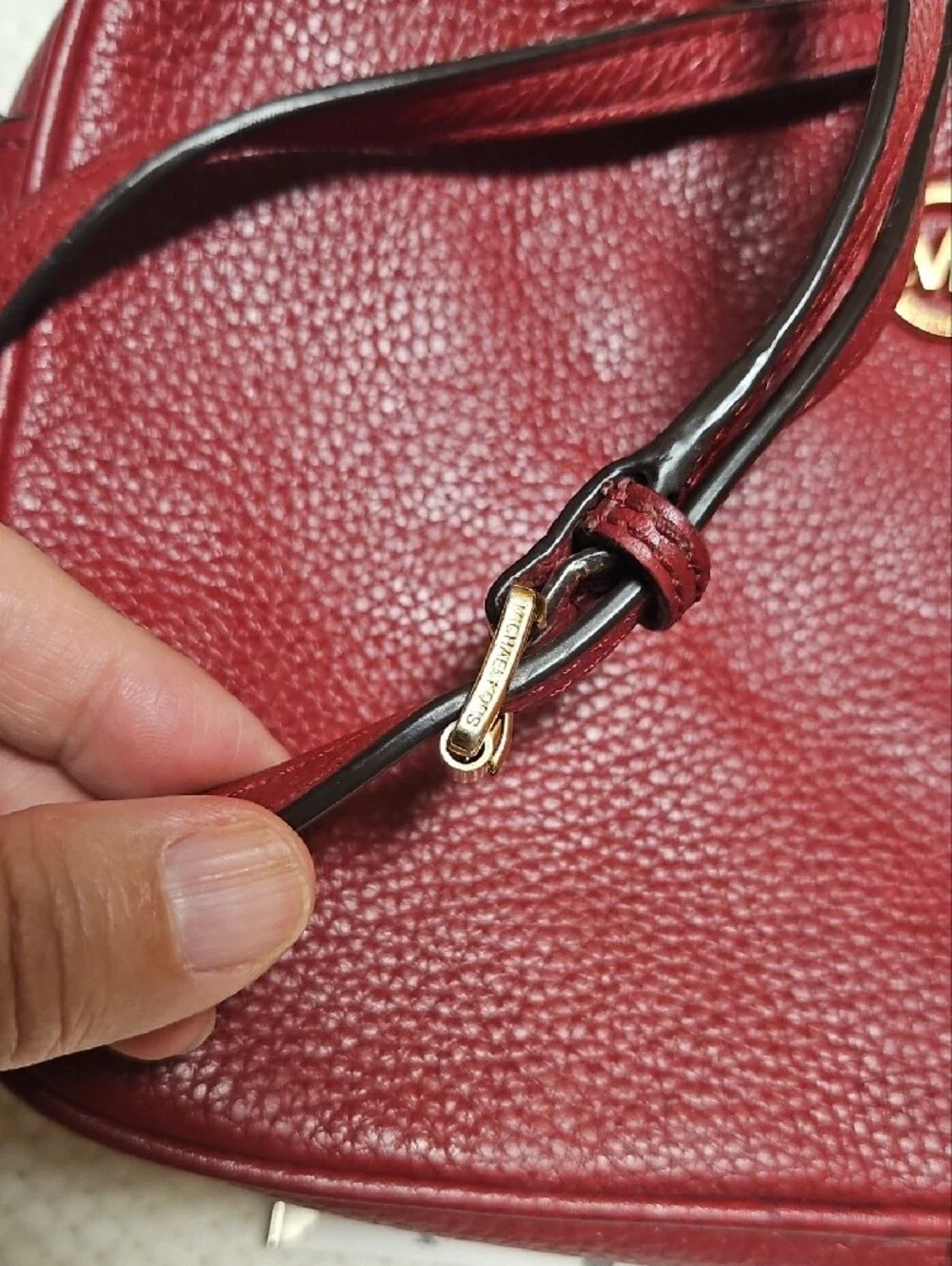Michael Kors Red Pebbled Leather Crossbody with Gold Hardware